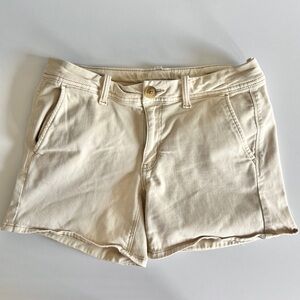 American Eagle midi shorts womens 6 khaki super stretch X tan chino twill 5"